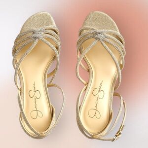 Jessica Simpson Rajiv Ankle Strap Sandals Champagne size 6.5 New